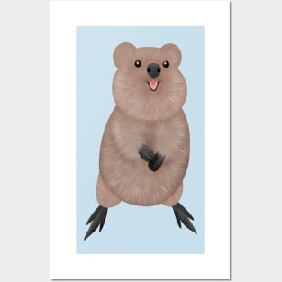 Happy smiling cute quokka cartoon design Posters and Art